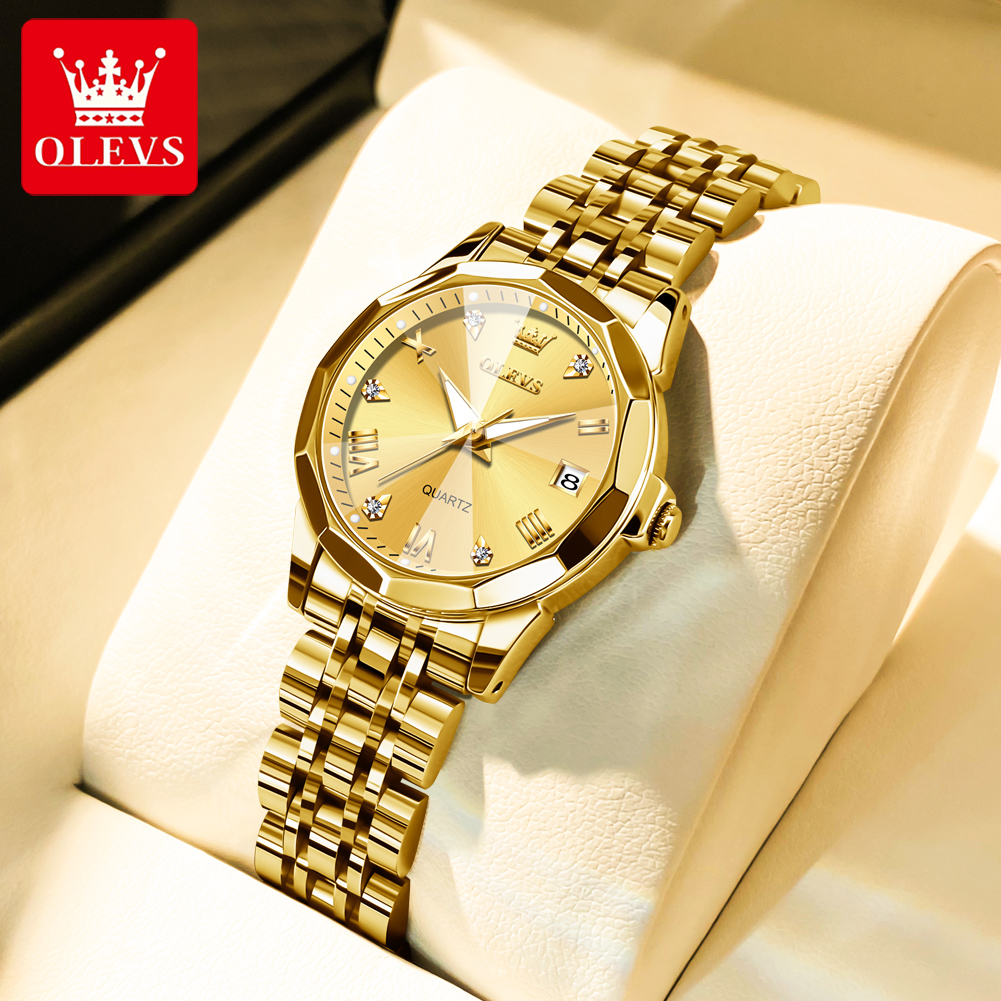 Luxury Watch Girl - OLEVS Fashion Golden Watch for Women