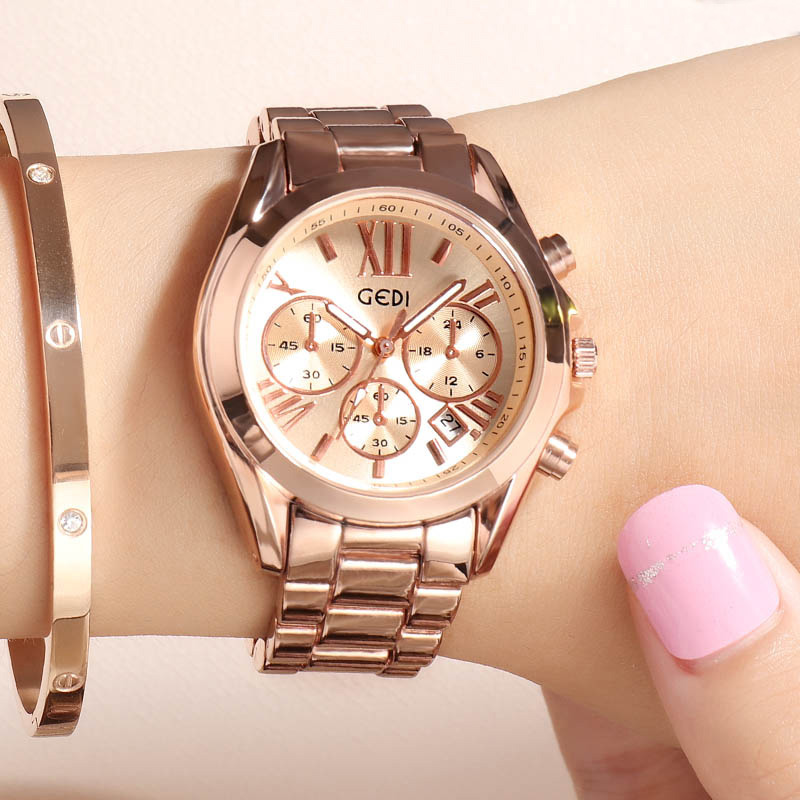 Luxury Rose Gold Women Casual  - Luxury Watch Unique review and price