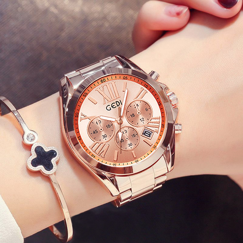 Luxury Rose Gold Women Casual  - Luxury Watch Unique review and price