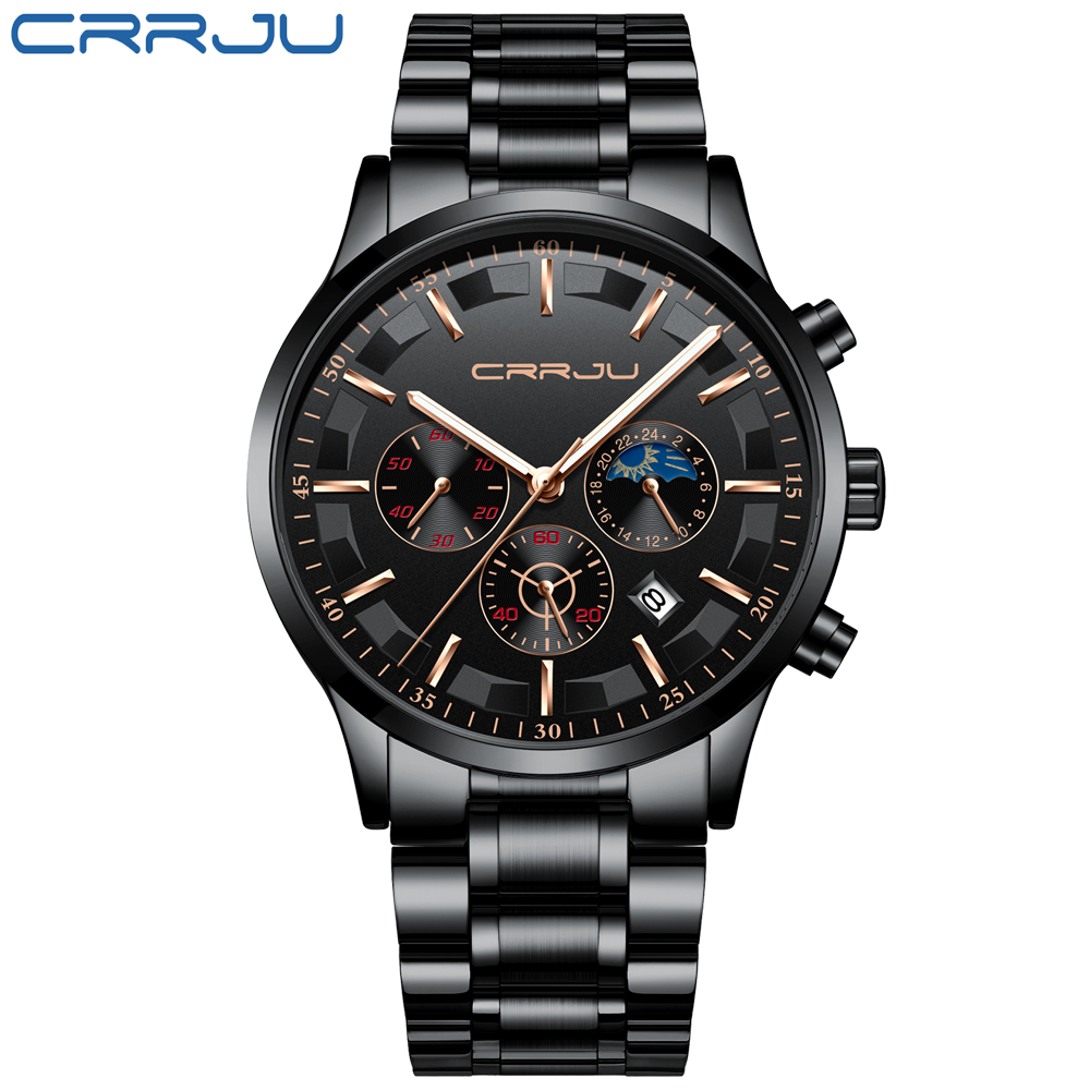 CRRJU Mens Watches Top Brand L - Luxury Watch All Black review and price