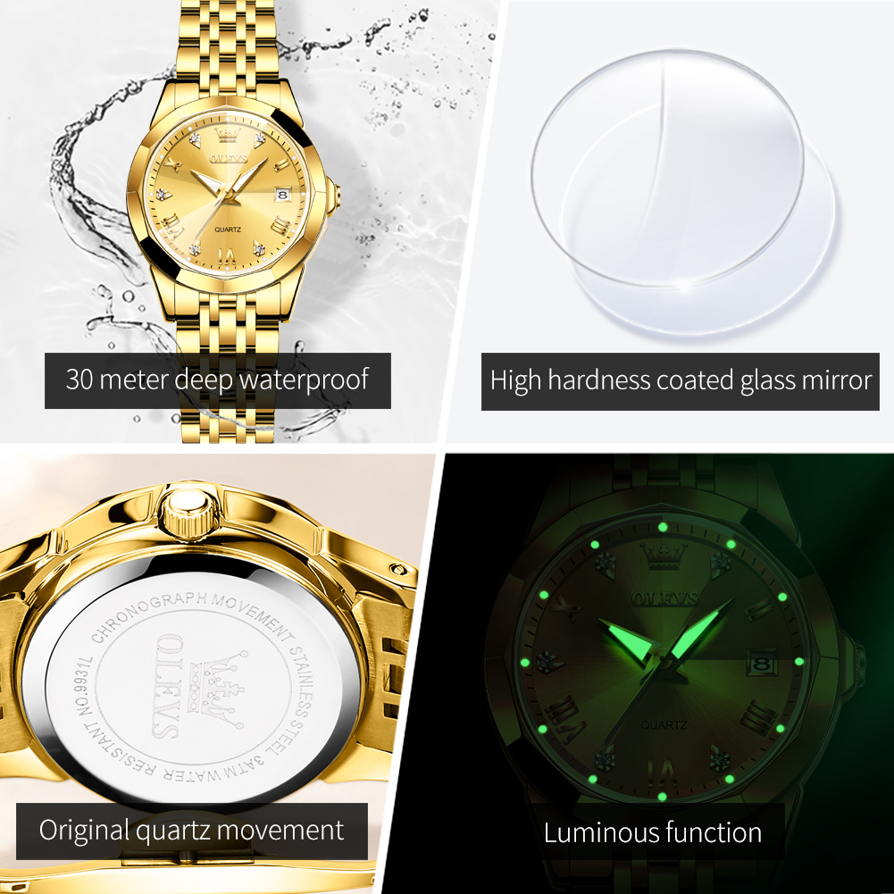 OLEVS Fashion Golden Watch for - Luxury Watch Girl review and price
