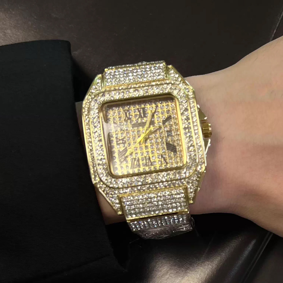 Gold or Black Watch Ice Out Sq - Luxury Watch All Black review and price